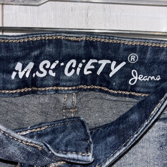 M.Society men’s slim straight Bob distressed jeans with 5 pockets size 42/32. - Picture 2 of 9